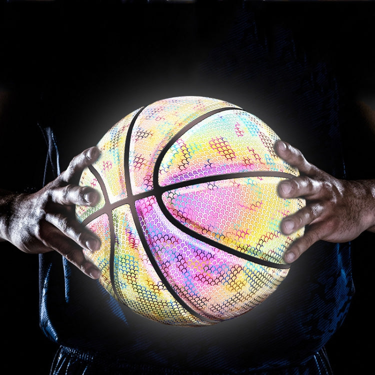 MILACHIC Number 7 Holographic Reflective Basketball Visible at Night Rainbow Star Basketball, Neon Red Lingge 6705, White Lingge 6726, Colorful Fish Pattern 6724, Pretty Moon White Square 6722, Neon Square 6725