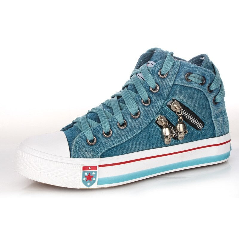 Large Size Flat Lace-up Breathable High-top Women's Shoes