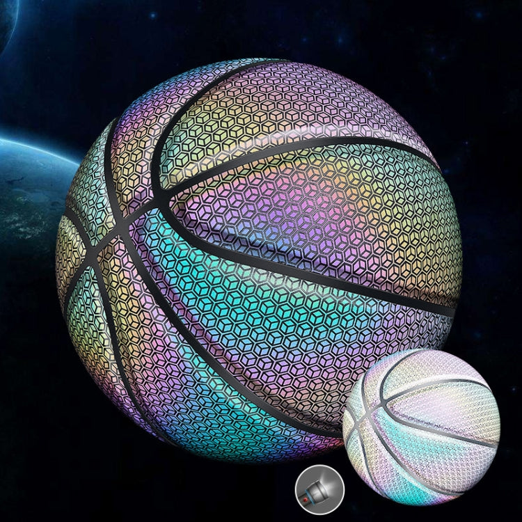 MILACHIC Number 7 Holographic Reflective Basketball Visible at Night Rainbow Star Basketball, Neon Red Lingge 6705, White Lingge 6726, Colorful Fish Pattern 6724, Pretty Moon White Square 6722, Neon Square 6725