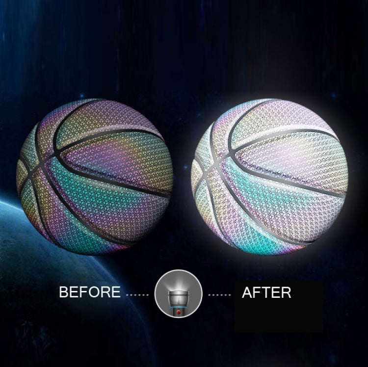 MILACHIC Number 7 Holographic Reflective Basketball Visible at Night Rainbow Star Basketball, Neon Red Lingge 6705, White Lingge 6726, Colorful Fish Pattern 6724, Pretty Moon White Square 6722, Neon Square 6725