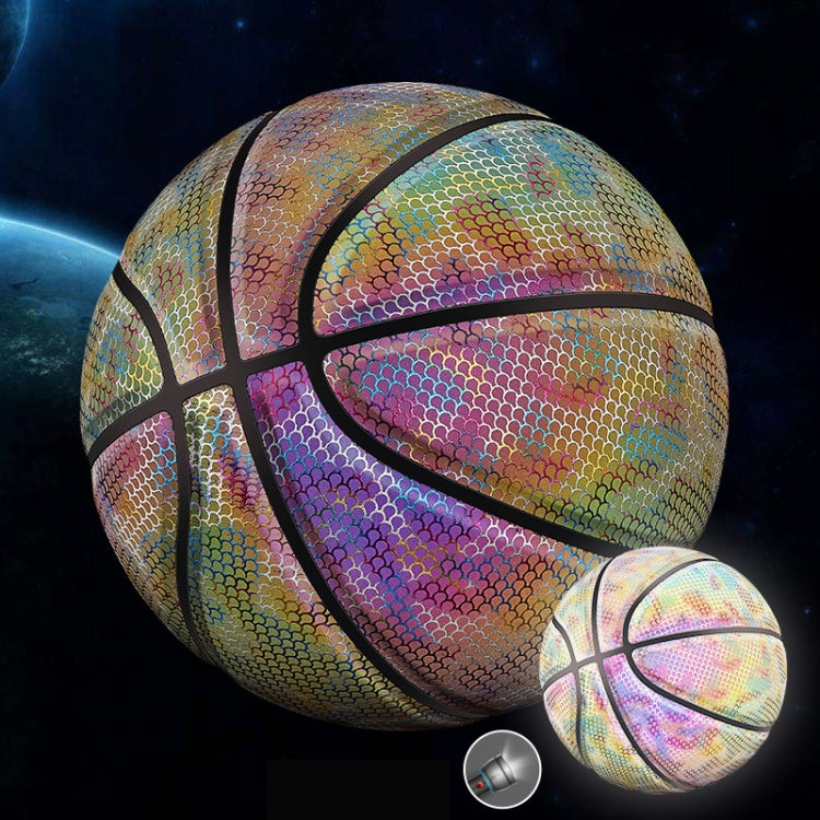 MILACHIC Number 7 Holographic Reflective Basketball Visible at Night Rainbow Star Basketball, Neon Red Lingge 6705, White Lingge 6726, Colorful Fish Pattern 6724, Pretty Moon White Square 6722, Neon Square 6725