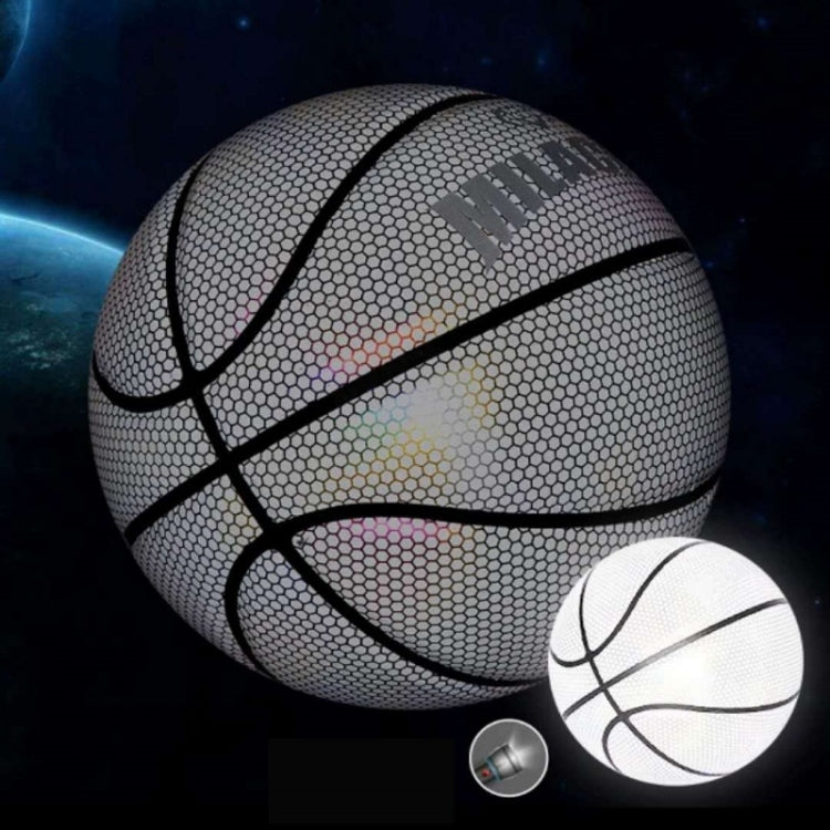 MILACHIC Number 7 Holographic Reflective Basketball Visible at Night Rainbow Star Basketball, Neon Red Lingge 6705, White Lingge 6726, Colorful Fish Pattern 6724, Pretty Moon White Square 6722, Neon Square 6725