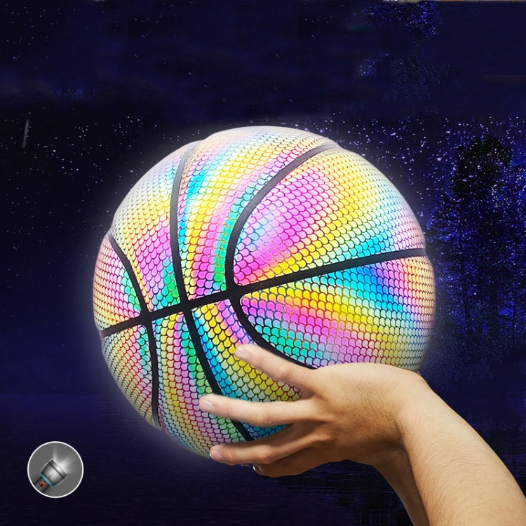 MILACHIC Number 7 Holographic Reflective Basketball Visible at Night Rainbow Star Basketball, Neon Red Lingge 6705, White Lingge 6726, Colorful Fish Pattern 6724, Pretty Moon White Square 6722, Neon Square 6725