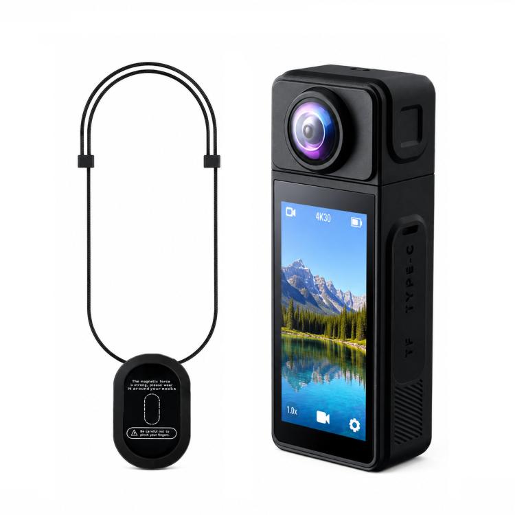 Wearable Body Camera with Magnetic Lanyard Rotatable Lens WiFi Mini Vlog Action Cam EIS Video Recorder, 1080P, 4K