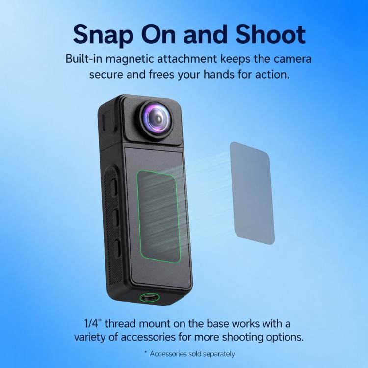 Wearable Body Camera with Magnetic Lanyard Rotatable Lens WiFi Mini Vlog Action Cam EIS Video Recorder, 1080P, 4K