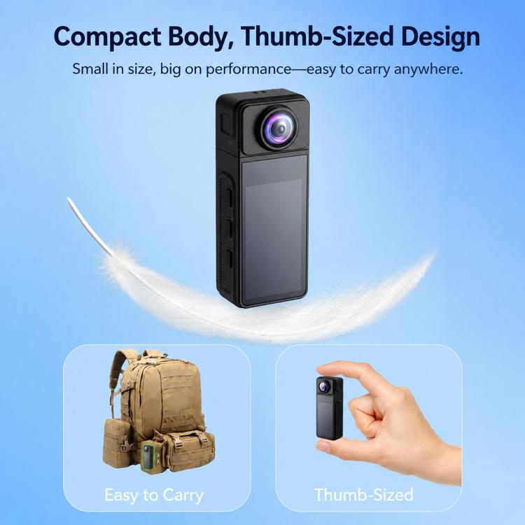 Wearable Body Camera with Magnetic Lanyard Rotatable Lens WiFi Mini Vlog Action Cam EIS Video Recorder, 1080P, 4K